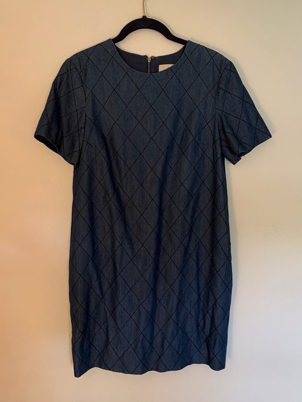 kate spade Navy Diamond-Quilt Short-Sleeve Mini Dress
